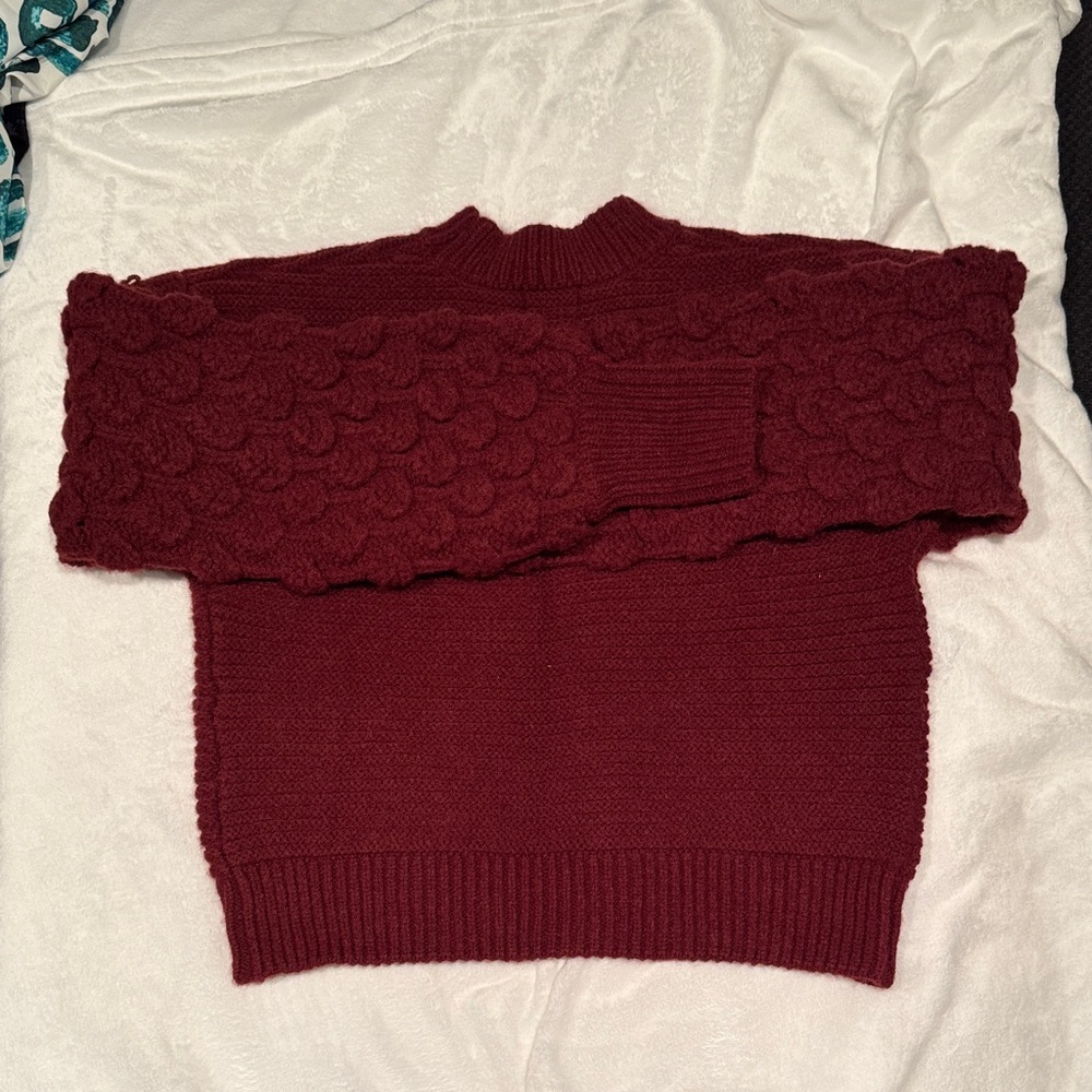 Chic Off-the-Shoulder Burgundy Sweater